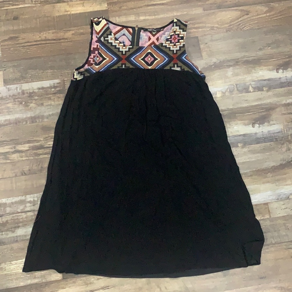 Black Aztec top zip up swing dress